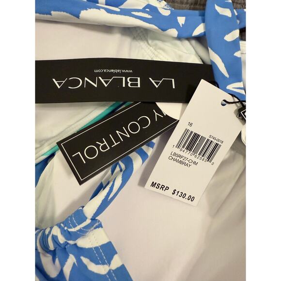 La Blanca Beachside Bay High-Neck Keyhole One Piece Swimsuit 16 Plus NWT - Picture 3 of 8